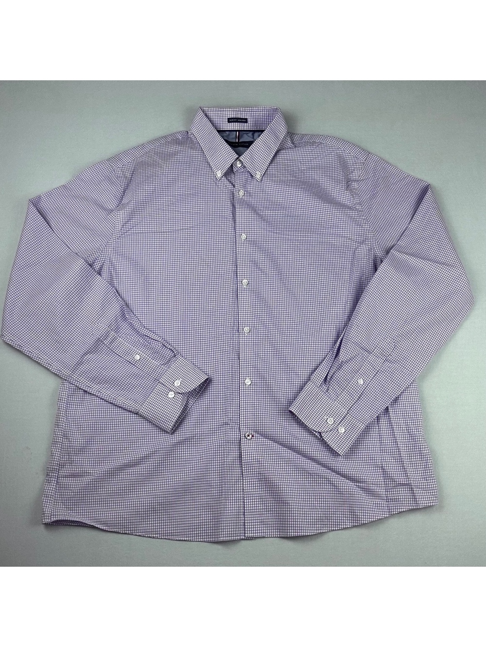 Tommy Hilfiger Slim Fit Non-Iron Purple Collared Button Up Men Size 18 36/37 2XL
